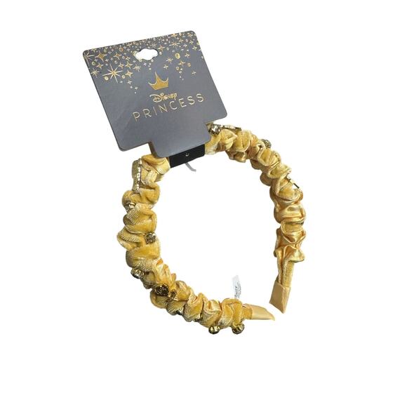 Disney Beauty and the Beast Belle Velvet Rhinestone Headband NWT Yellow - Picture 1 of 4